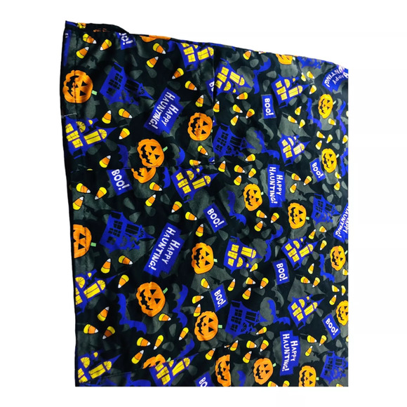 Lot of 2 Womens Halloween Scrubs Top Pumpkin Candy Corn Allover Print Small - Picture 4 of 9